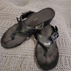 Aerosoles size 9 black wedge sandals.